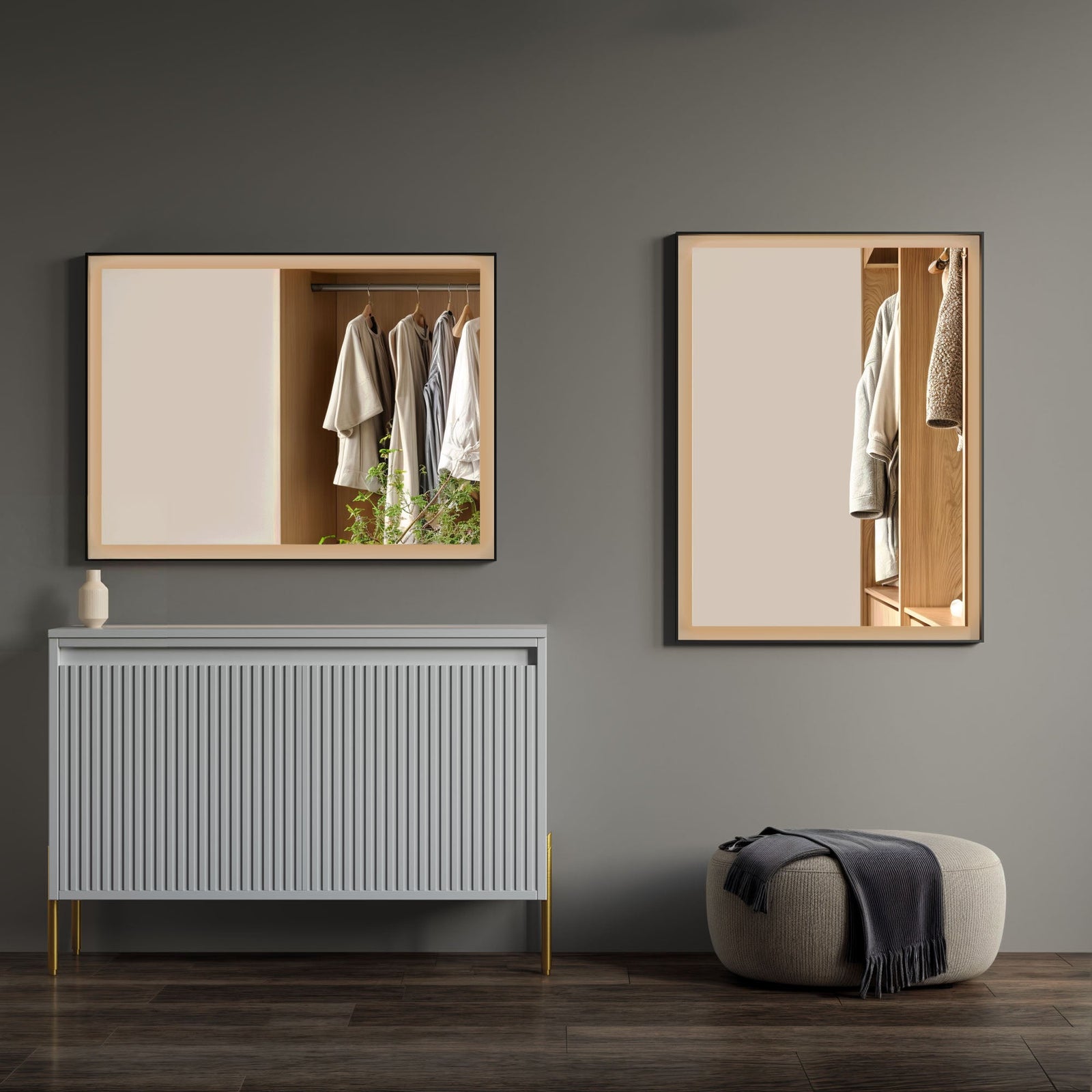 Dowell LED Wall Mirror with Black Aluminum Frame - Bathroom, Living Room, Bedroom, Lobby - 5005 Series