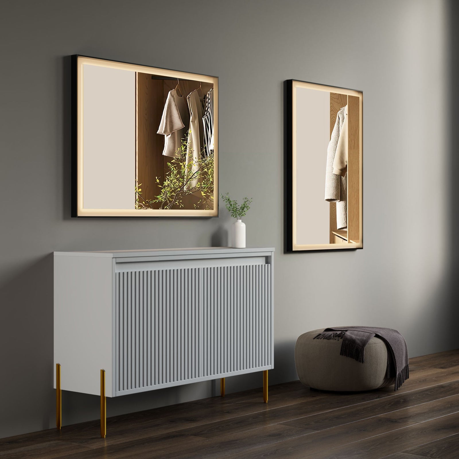 Dowell LED Wall Mirror with Black Aluminum Frame - Bathroom, Living Room, Bedroom, Lobby - 5005 Series