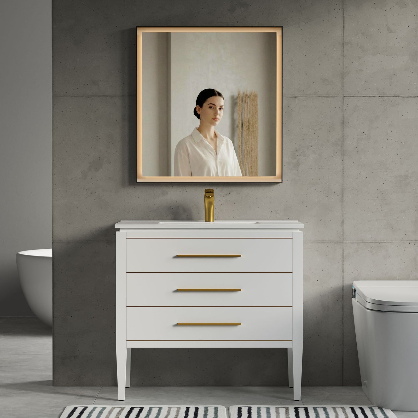 Dowell LED Wall Mirror with Black Aluminum Frame - Bathroom, Living Room, Bedroom, Lobby - 5005 Series