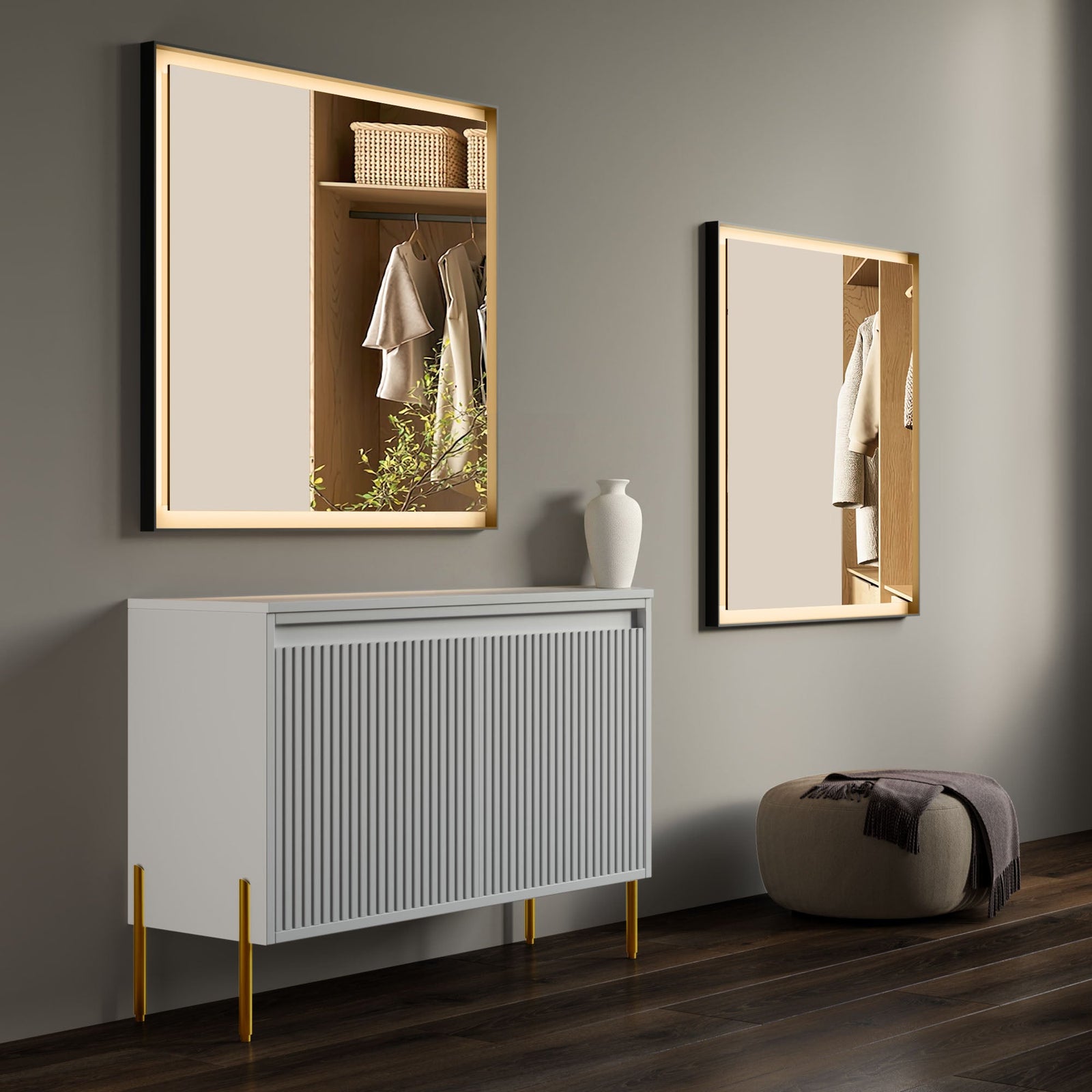Dowell LED Wall Mirror with Black Aluminum Frame - Bathroom, Living Room, Bedroom, Lobby - 5005 Series