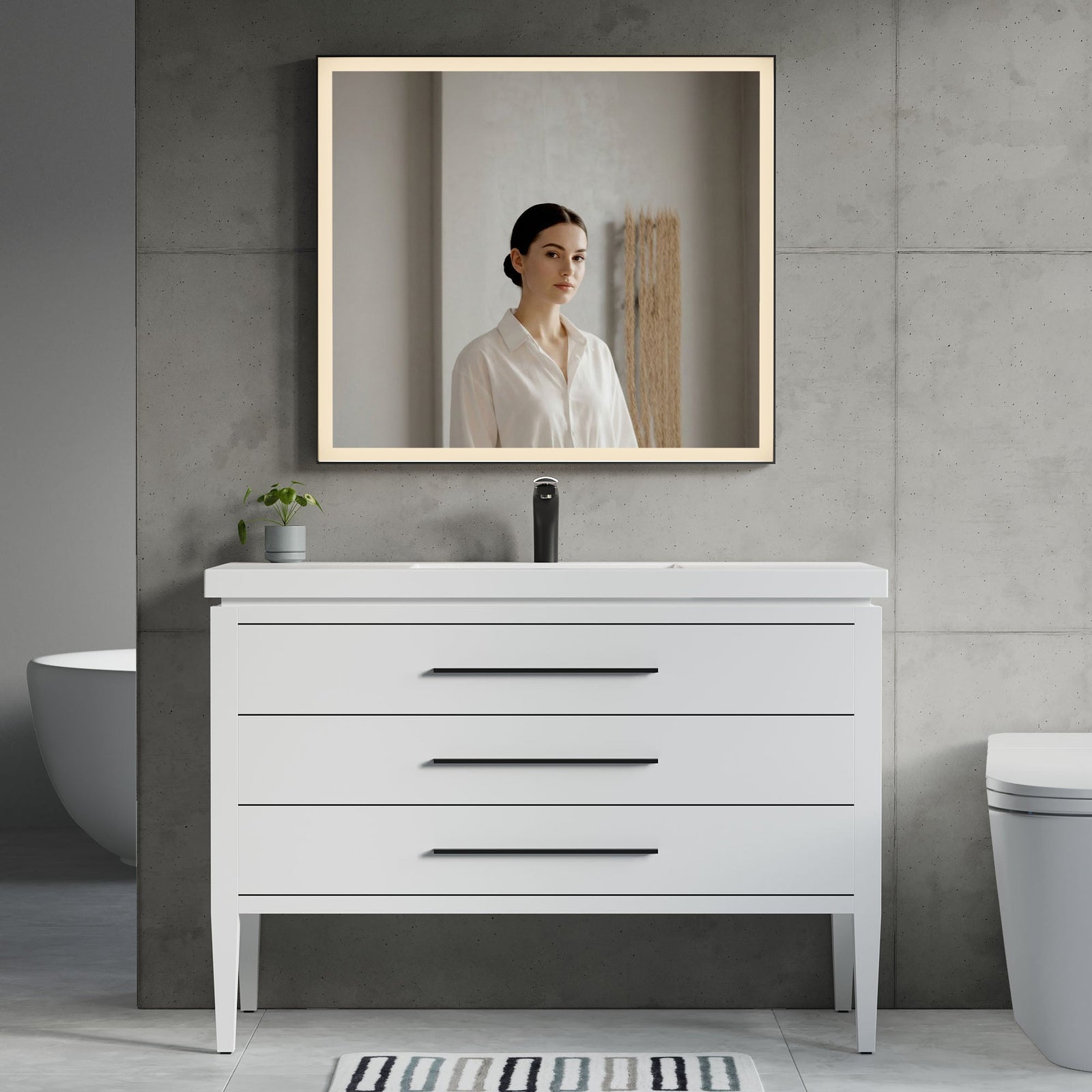 Dowell LED Wall Mirror with Black Aluminum Frame - Bathroom, Living Room, Bedroom, Lobby - 5005 Series