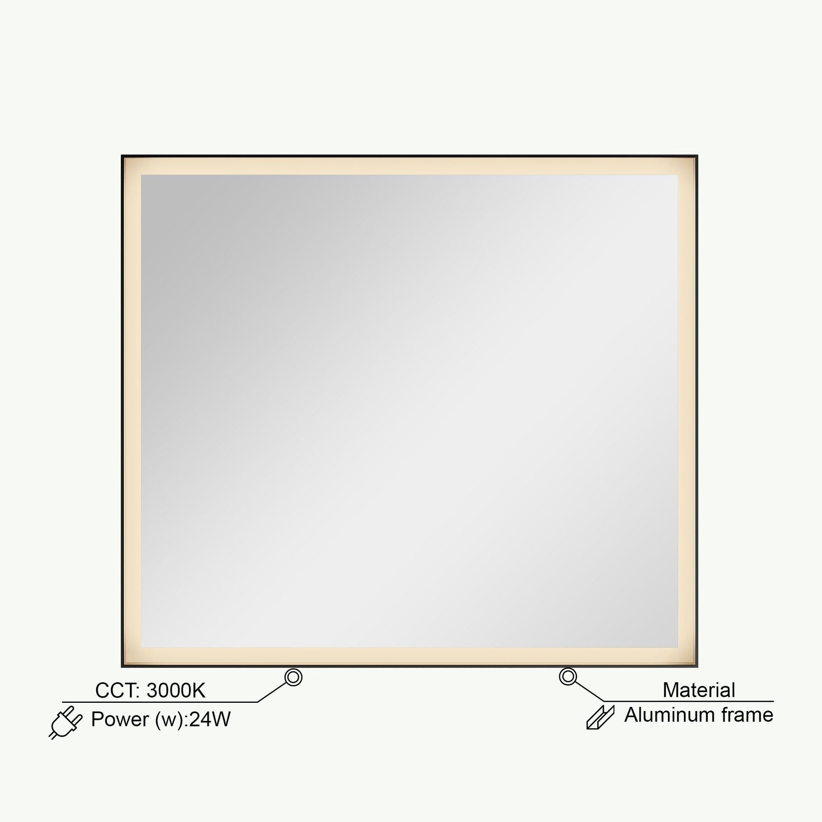Dowell LED Wall Mirror with Black Aluminum Frame - Bathroom, Living Room, Bedroom, Lobby - 5005 Series