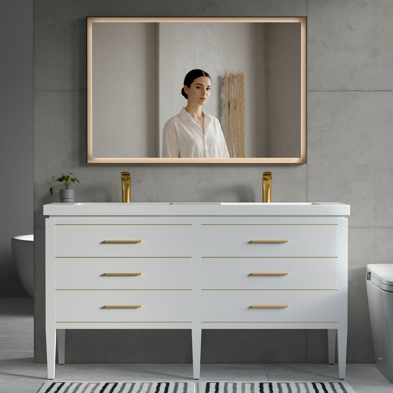 Dowell LED Wall Mirror with Black Aluminum Frame - Bathroom, Living Room, Bedroom, Lobby - 5005 Series