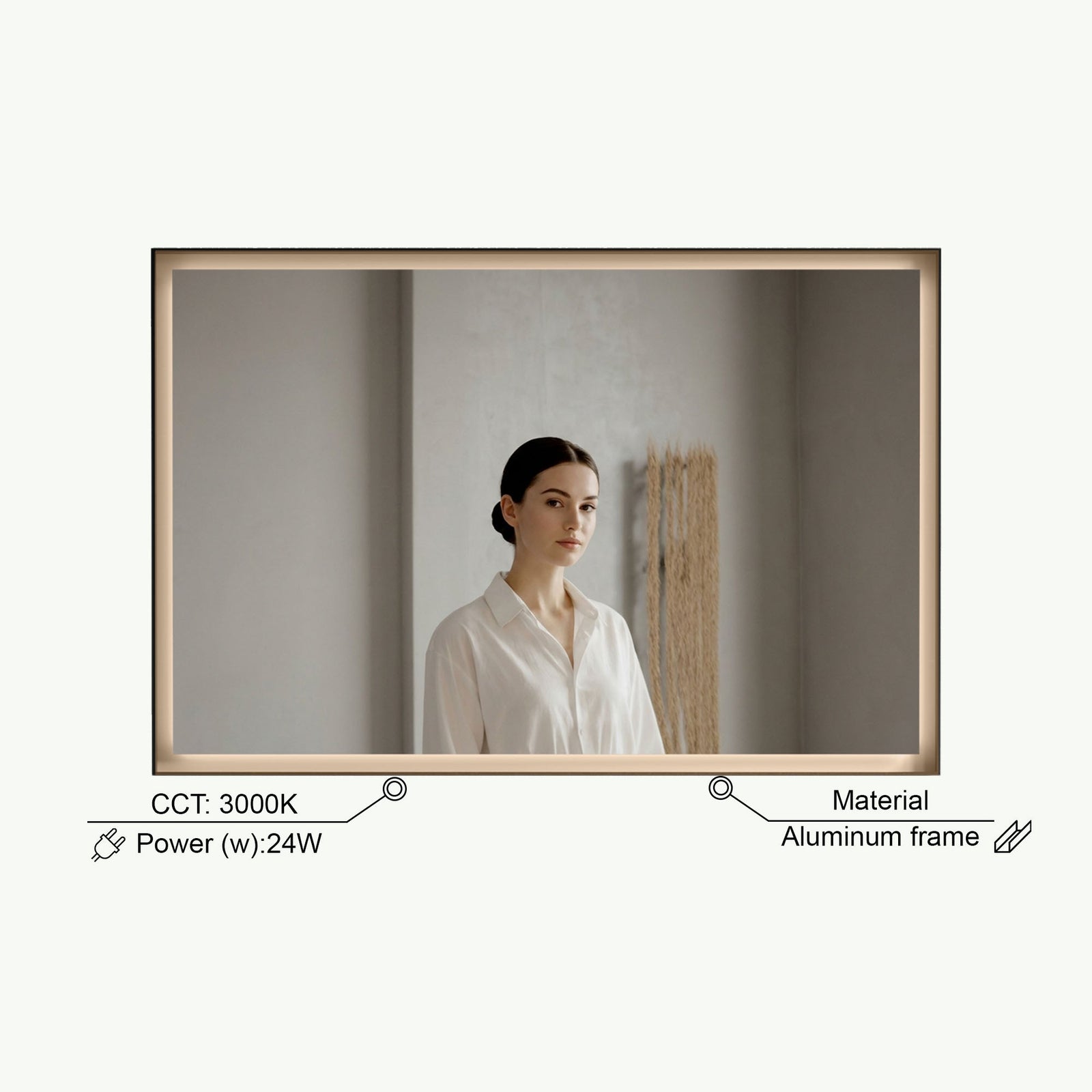 Dowell LED Wall Mirror with Black Aluminum Frame - Bathroom, Living Room, Bedroom, Lobby - 5005 Series