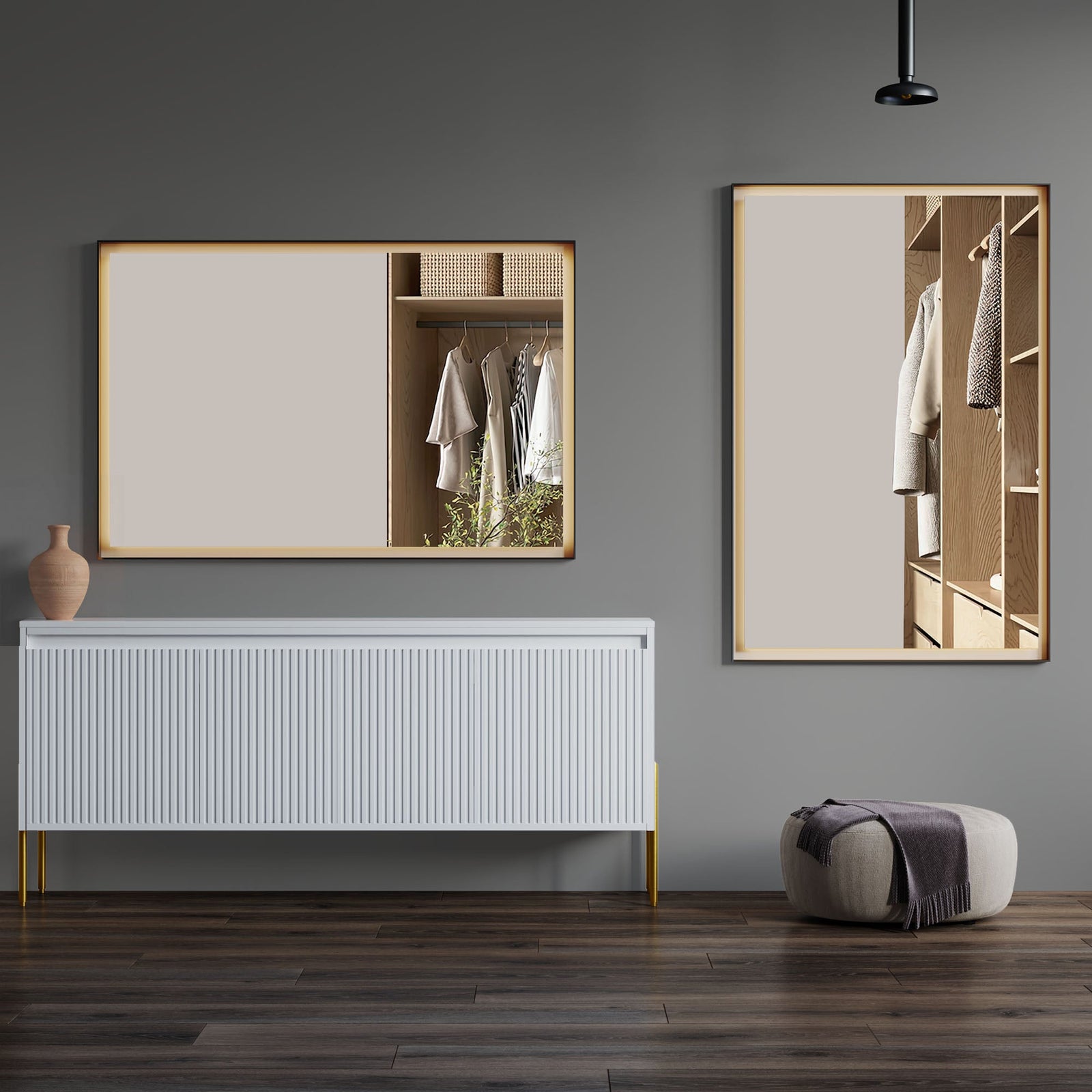 Dowell LED Wall Mirror with Black Aluminum Frame - Bathroom, Living Room, Bedroom, Lobby - 5005 Series