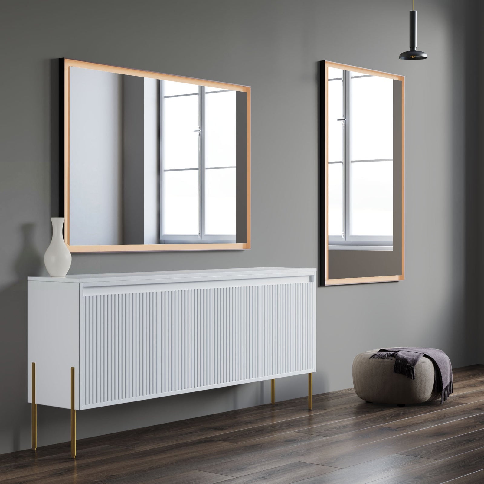 Dowell LED Wall Mirror with Black Aluminum Frame - Bathroom, Living Room, Bedroom, Lobby - 5005 Series