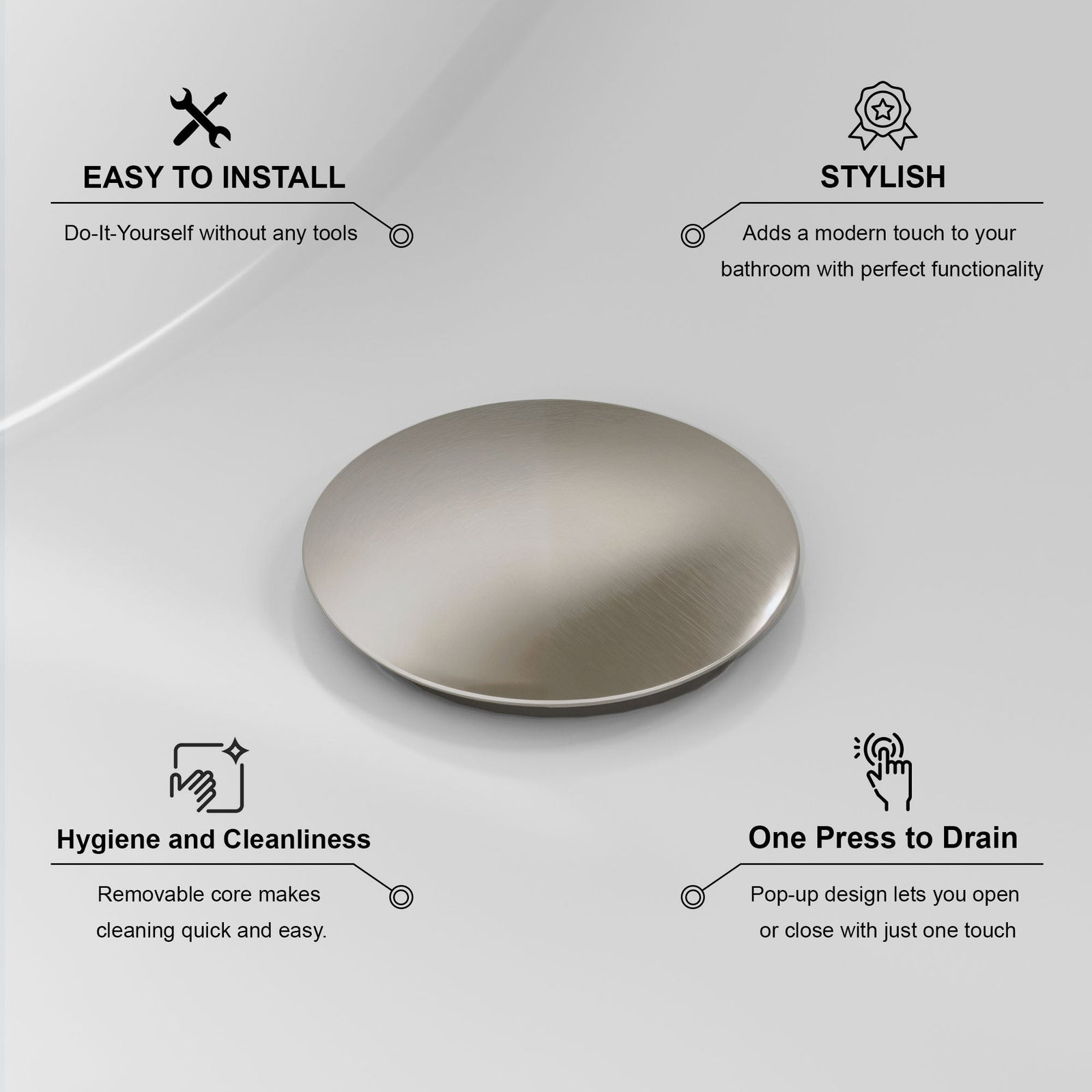 Dowell Pop Up Drain Stopper With/Without Overflow for Bathroom Vanity/Vessel Sink - 6011 07/08 Series