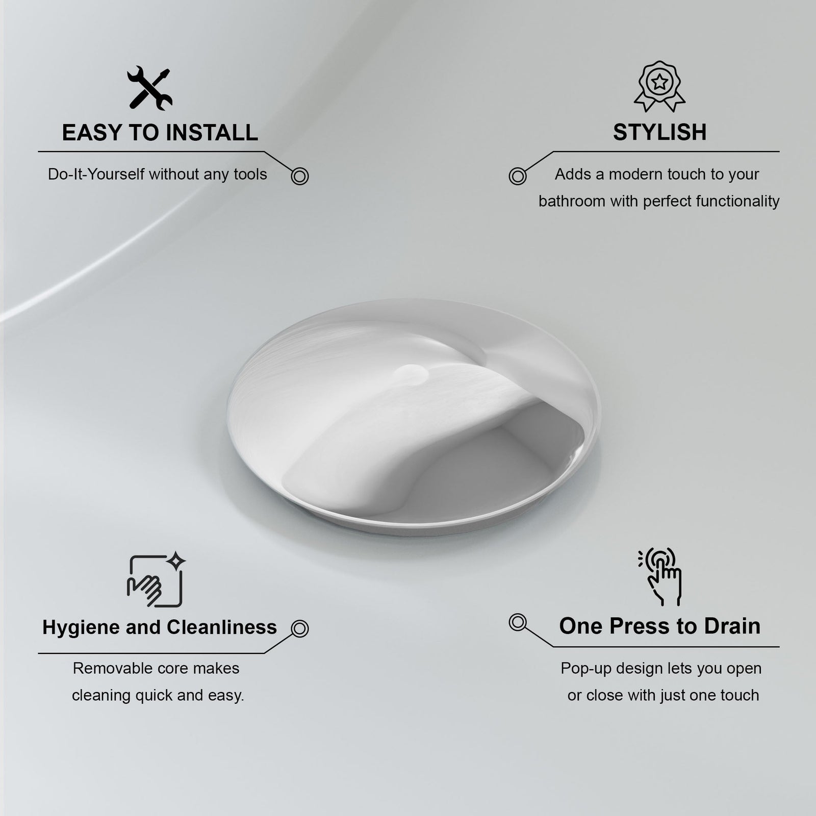 Dowell Pop Up Drain Stopper With/Without Overflow for Bathroom Vanity/Vessel Sink - 6011 07/08 Series