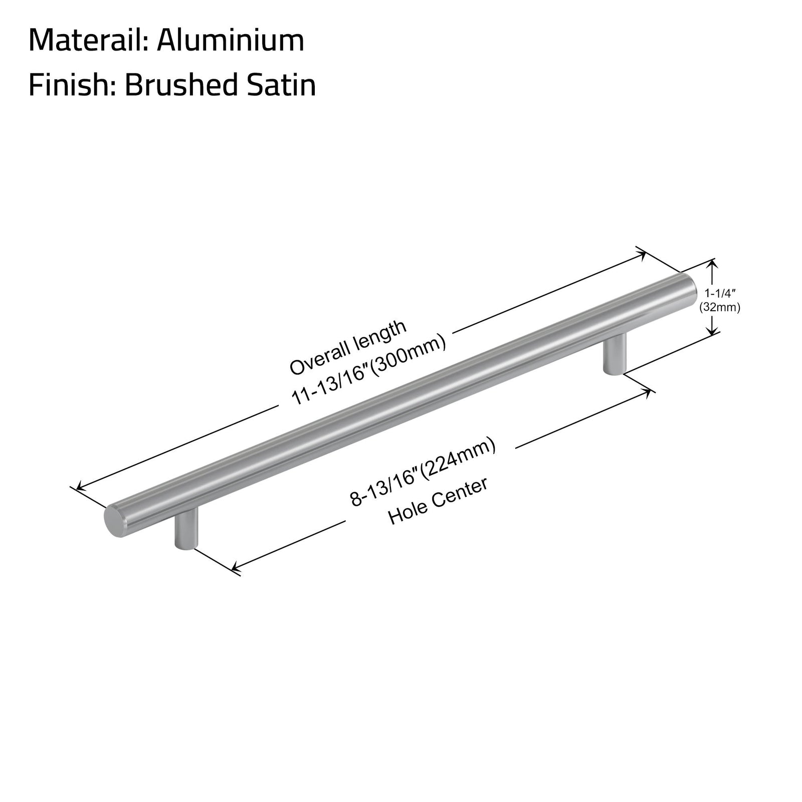 Dowell Cabinet Handle, Stainless Steel/Aluminum Construction Bar Plulls 3001 Series
