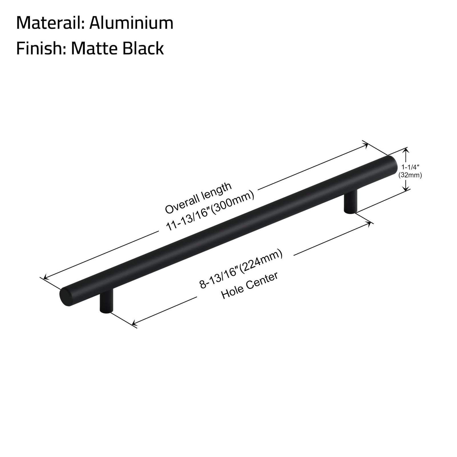 Dowell Cabinet Handle, Stainless Steel/Aluminum Construction Bar Plulls 3001 Series