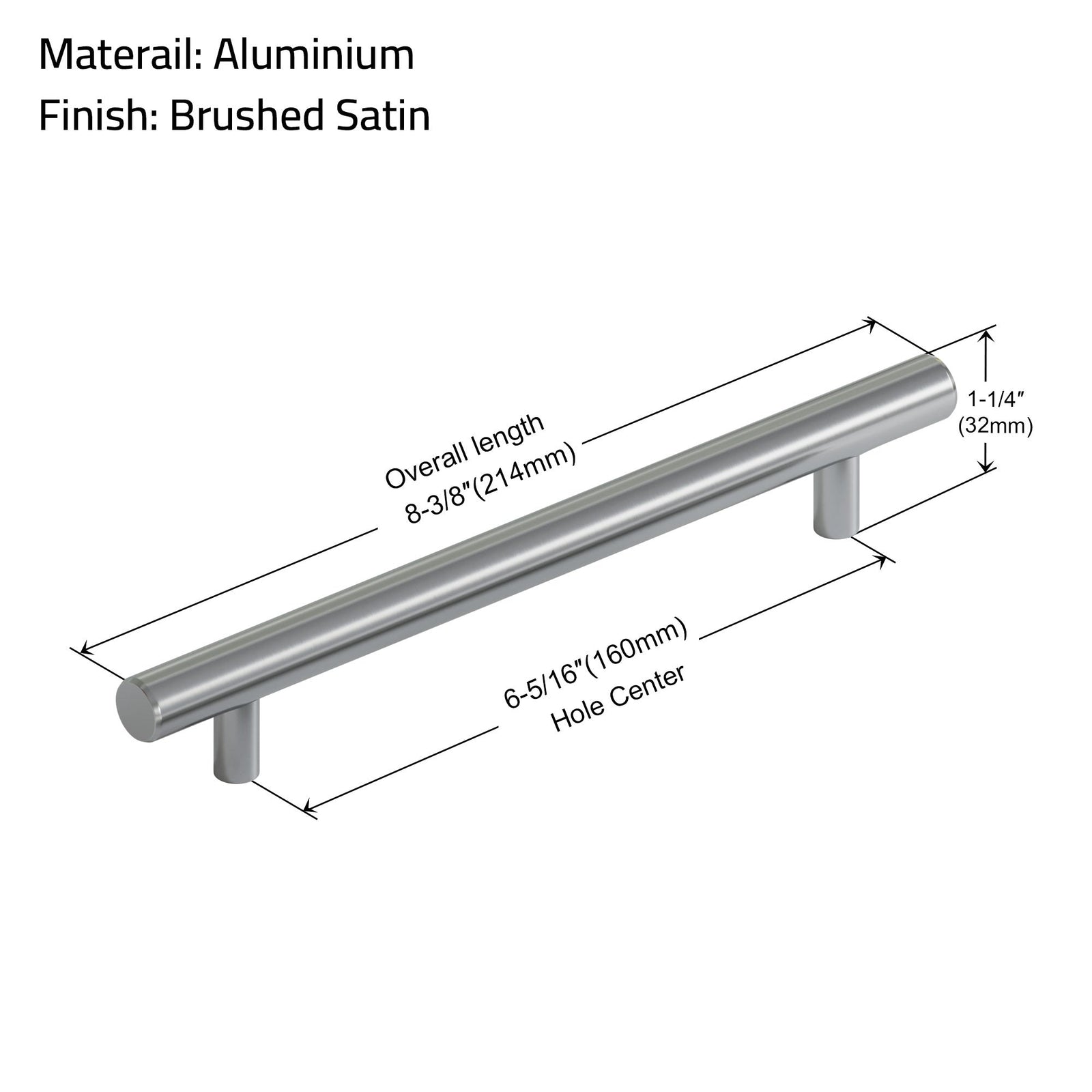 Dowell Cabinet Handle, Stainless Steel/Aluminum Construction Bar Plulls 3001 Series