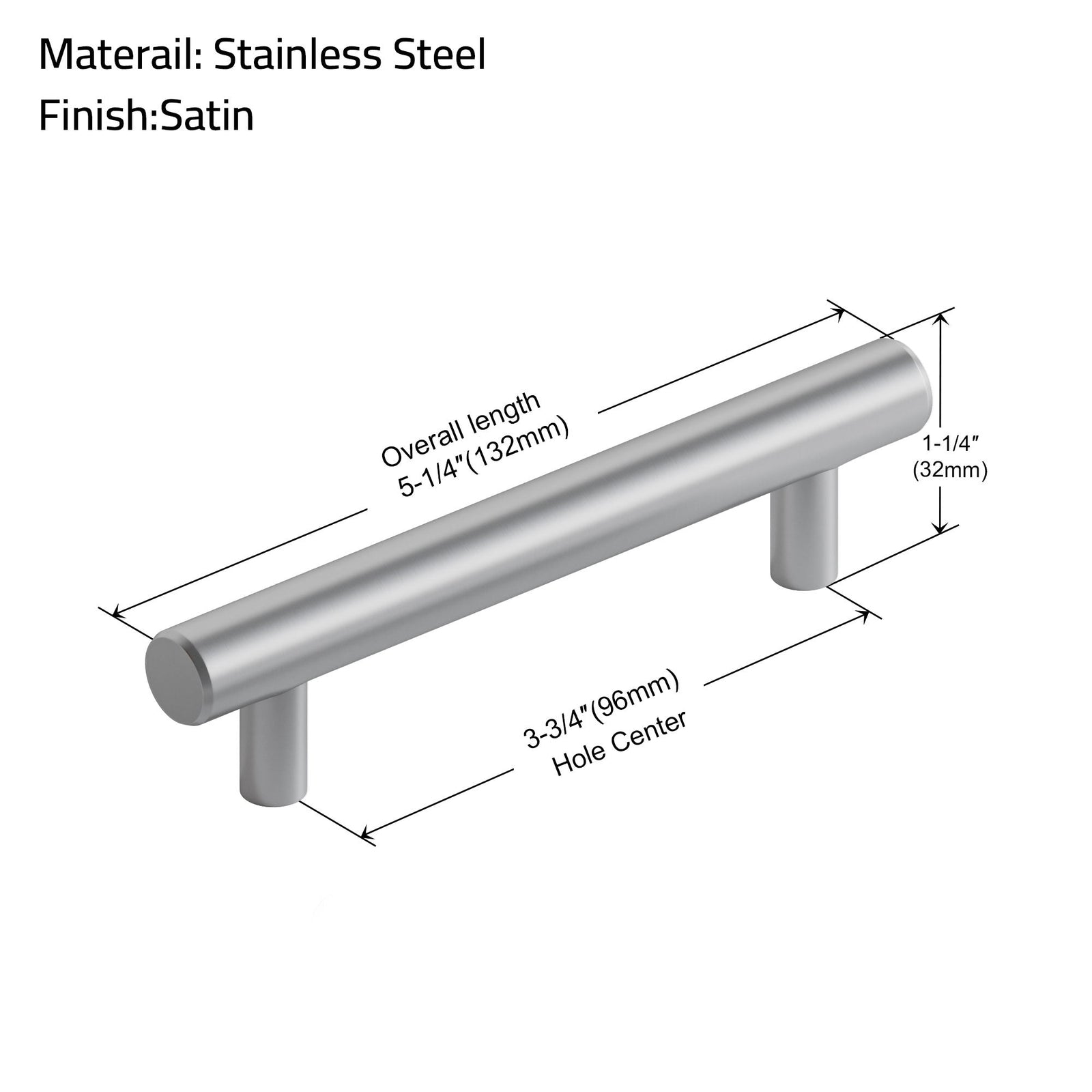 Dowell Cabinet Handle, Stainless Steel/Aluminum Construction Bar Plulls 3001 Series