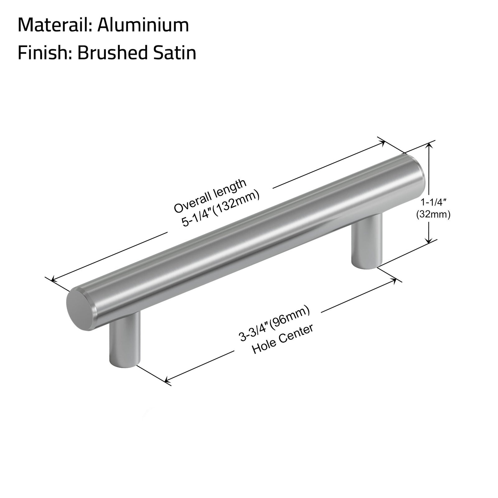 Dowell Cabinet Handle, Stainless Steel/Aluminum Construction Bar Plulls 3001 Series