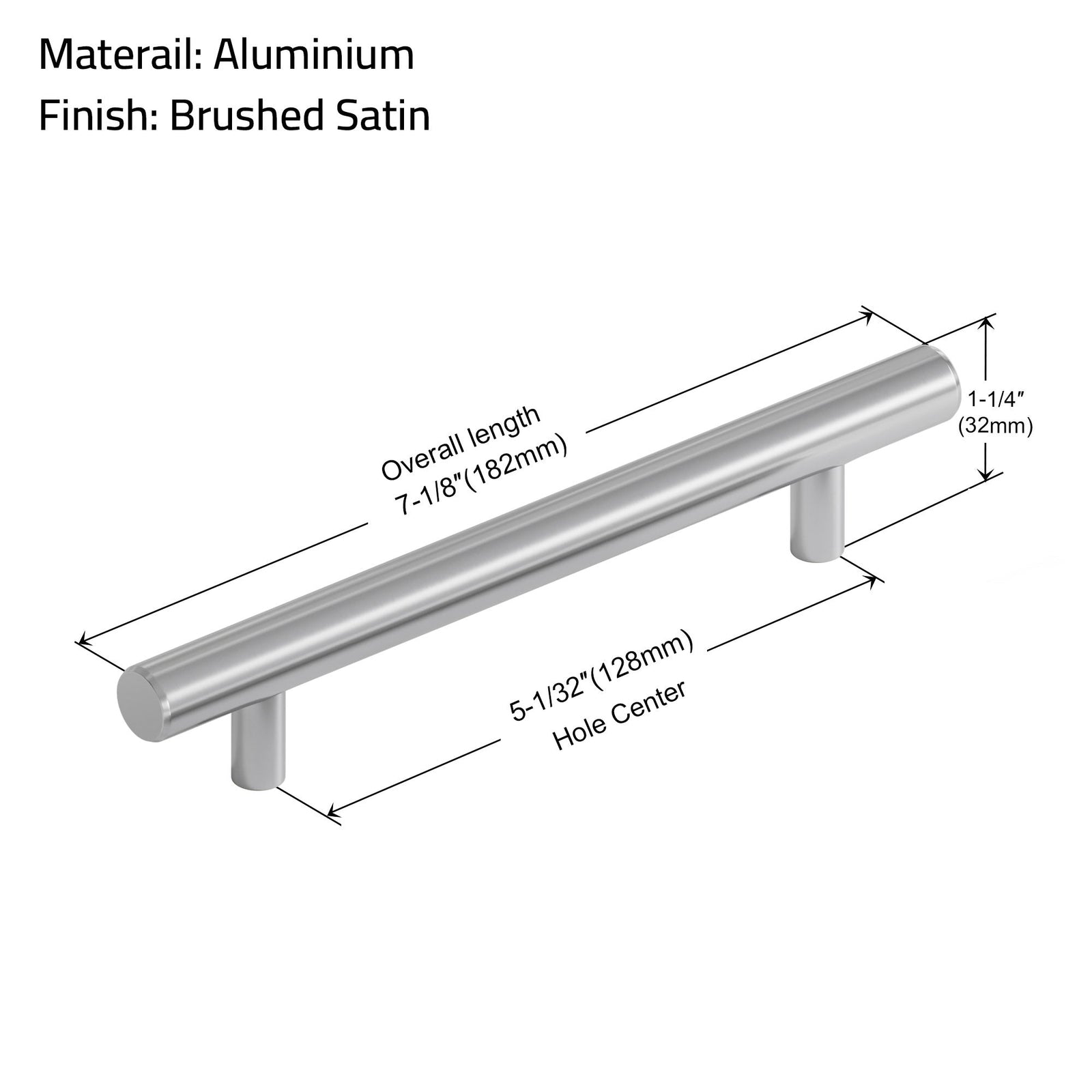 Dowell Cabinet Handle, Stainless Steel/Aluminum Construction Bar Plulls 3001 Series