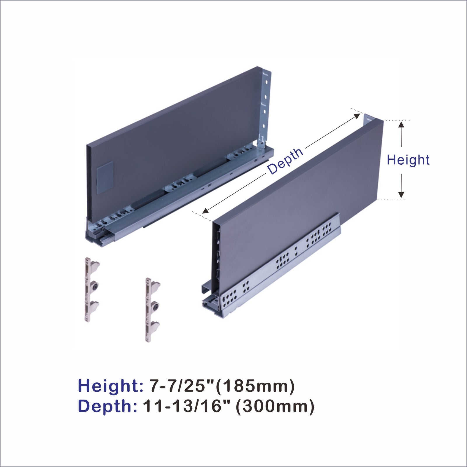 Dowell Slim Metal Drawer Kit, Soft-Close Full Extension Undermount Slides Drawer System, Dark Gray Cabinet Drawer Set for Kitchen & Bathroom