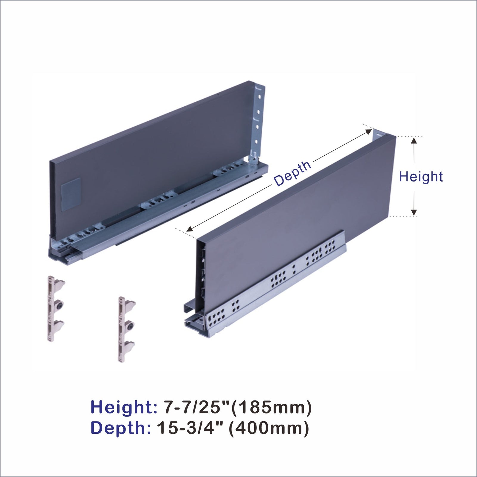 Dowell Slim Metal Drawer Kit, Soft-Close Full Extension Undermount Slides Drawer System, Dark Gray Cabinet Drawer Set for Kitchen & Bathroom