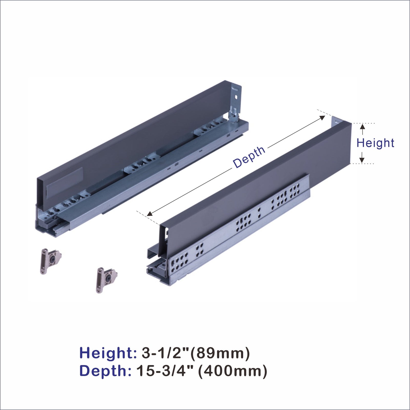 Dowell Slim Metal Drawer Kit, Soft-Close Full Extension Undermount Slides Drawer System, Dark Gray Cabinet Drawer Set for Kitchen & Bathroom