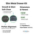 Dowell Slim Metal Drawer Kit, Soft-Close Full Extension Undermount Slides Drawer System, Dark Gray Cabinet Drawer Set for Kitchen & Bathroom
