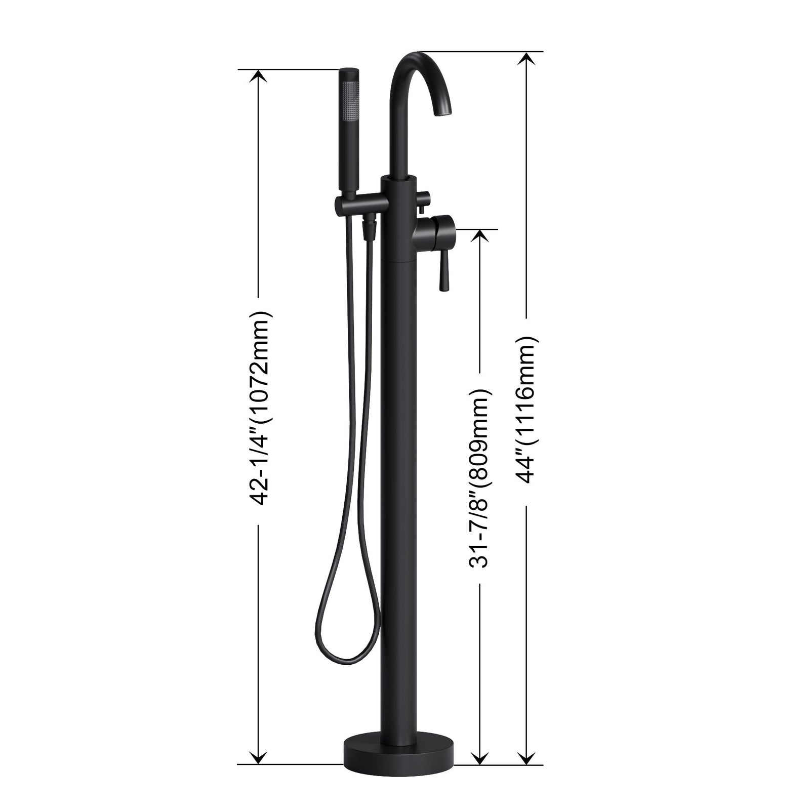 Dowell Freestanding Bathtub Faucet - 8003 001 Series, Floor Mounted Brass Bathroom Tub Faucets with Hand Shower