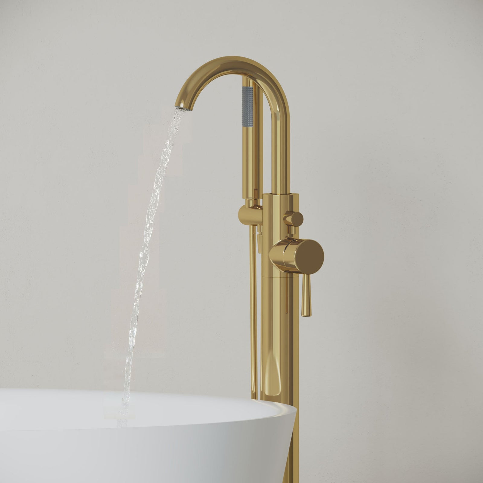 Dowell Freestanding Bathtub Faucet - 8003 001 Series, Floor Mounted Brass Bathroom Tub Faucets with Hand Shower