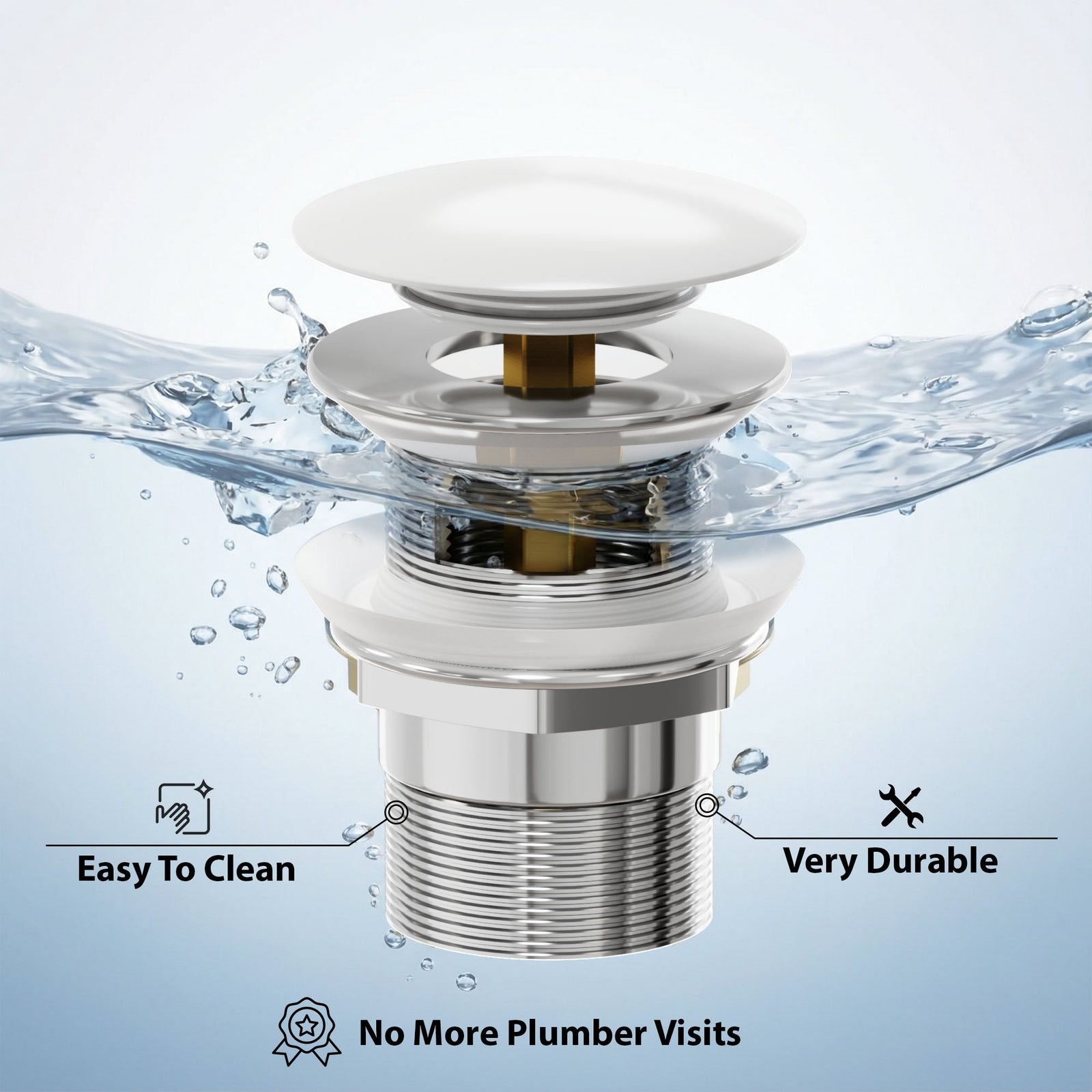 Dowell Freestanding Bathtub Pop-Up Drain / Stopper with overflow
