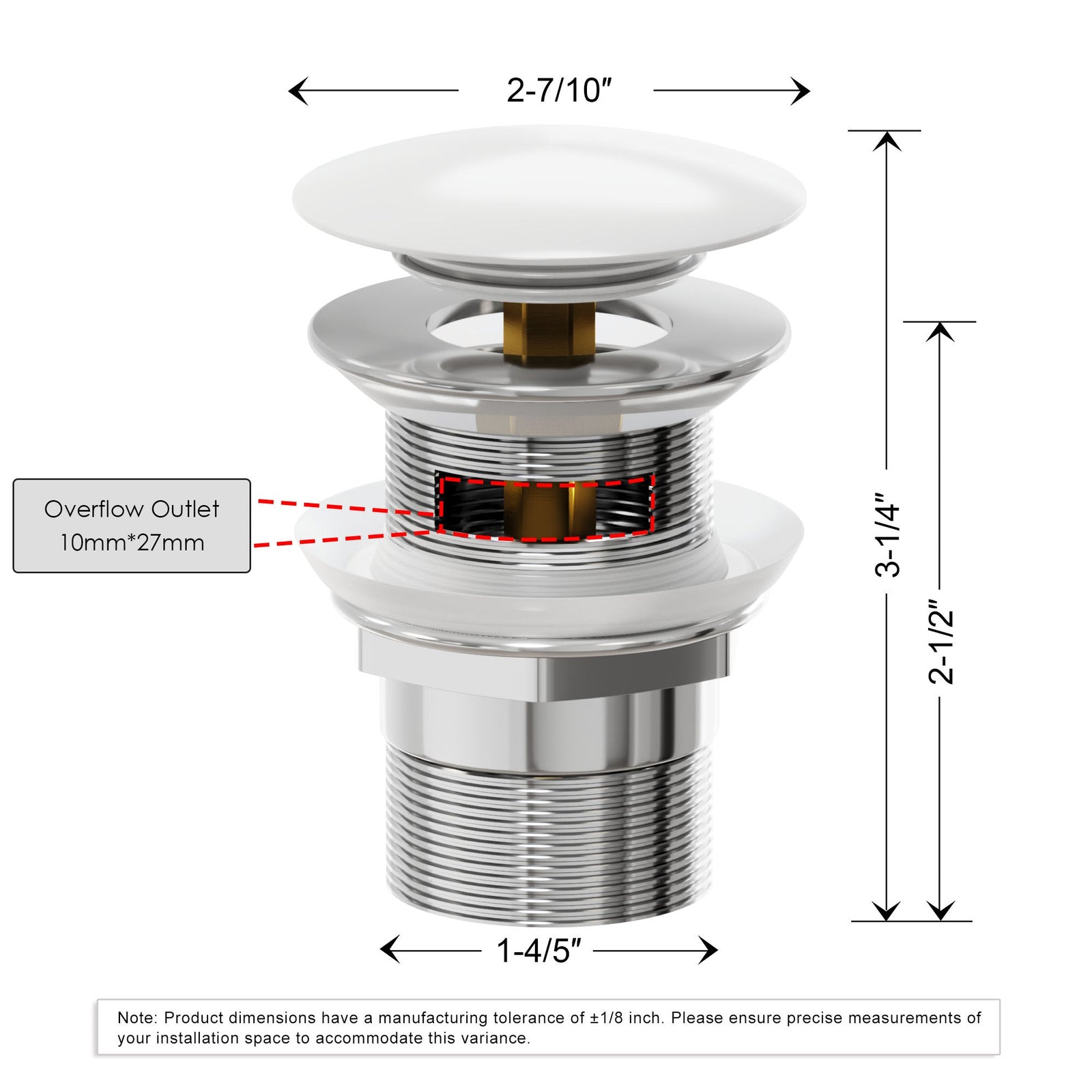 Dowell Freestanding Bathtub Pop-Up Drain / Stopper with overflow