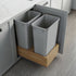 Dowell 18" Double Pull Out Wood Waste Container with Full Extension Soft-Close Slides, Bottom Mount