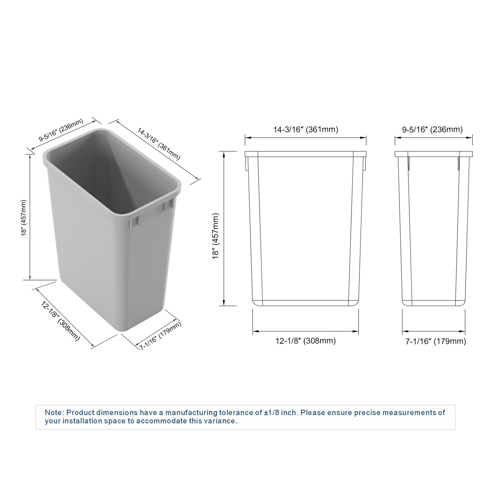 dowell grey plastic trash can 9gal 4000 35 04 dimension drawing