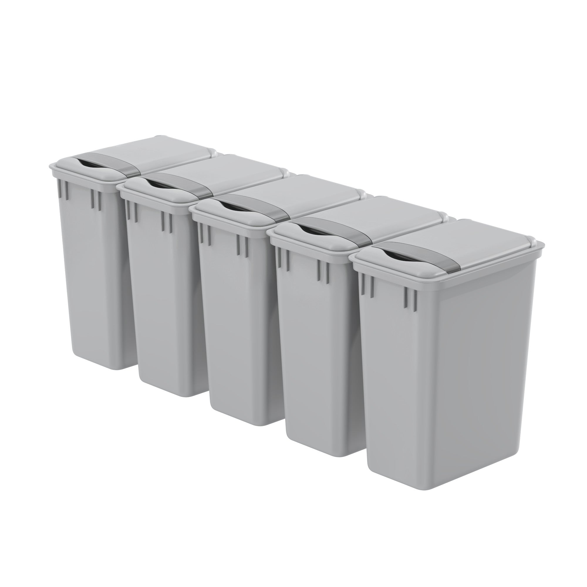 dowell grey plastic trash can 9gal 4000 35 04 with lid close 45 degree view 5pack