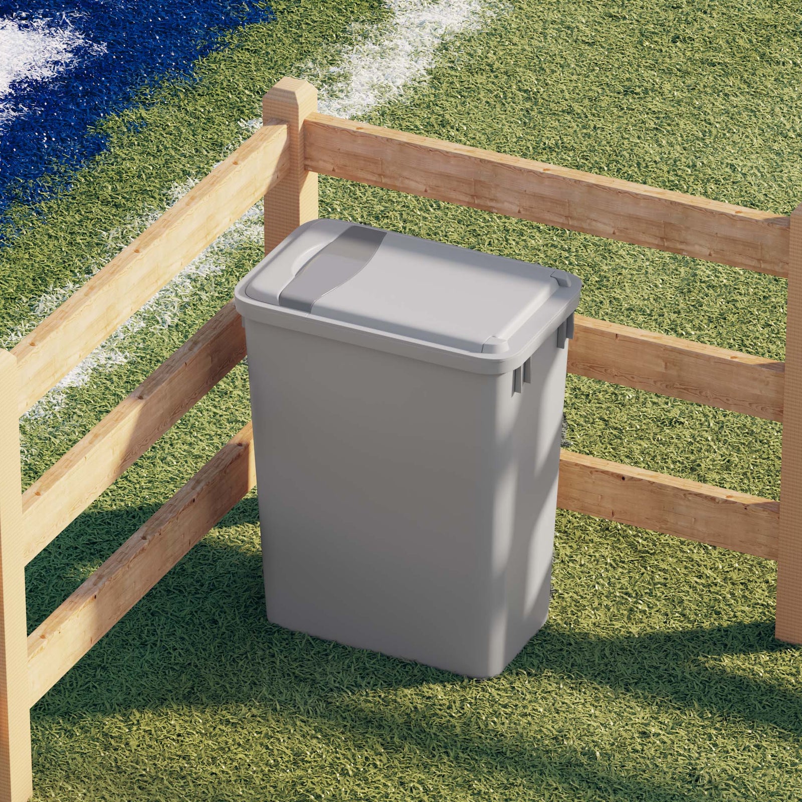 dowell grey plastic trash can 9gal 4000 35 04 with lid close outdoor life view
