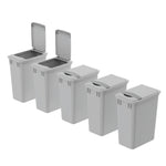 dowell grey plastic trash can 9gal 4000 35 04  with lid open 45 degree view 5pack