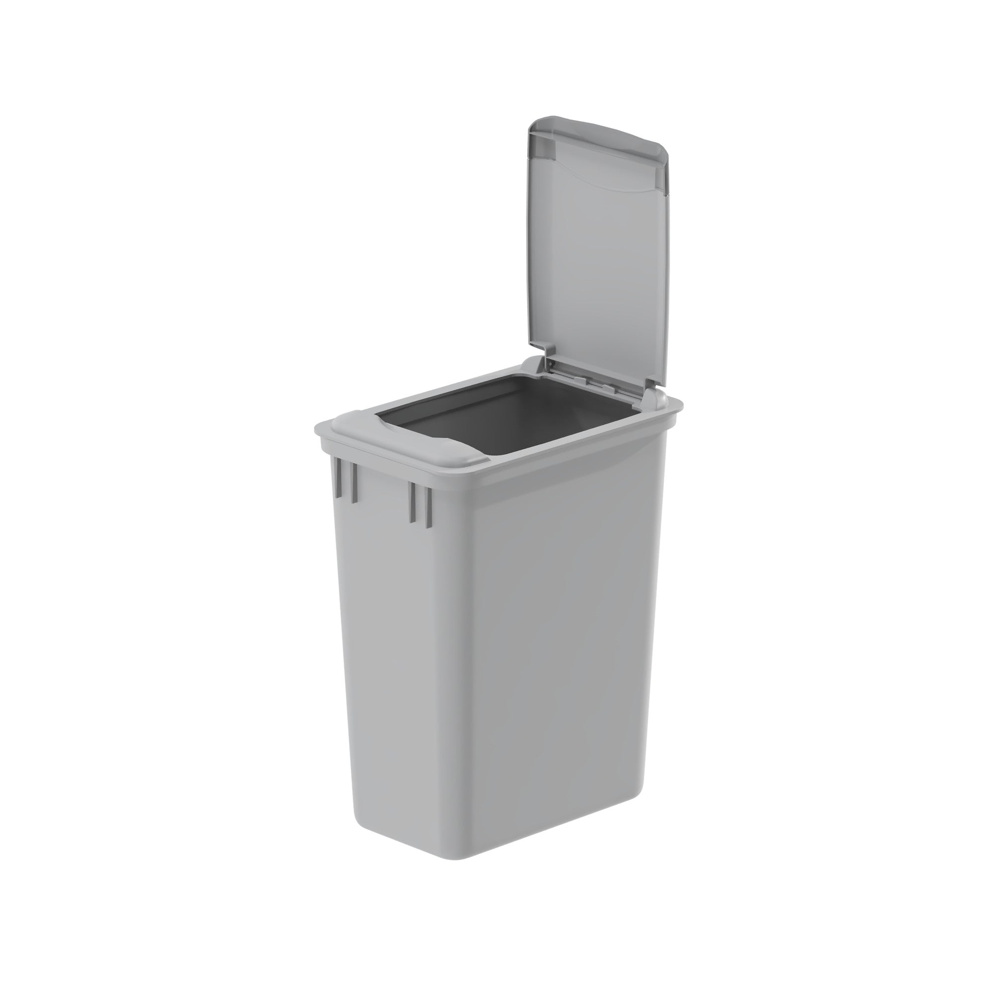 dowell grey plastic trash can 9gal 4000 35 04 lid open 45 degree view