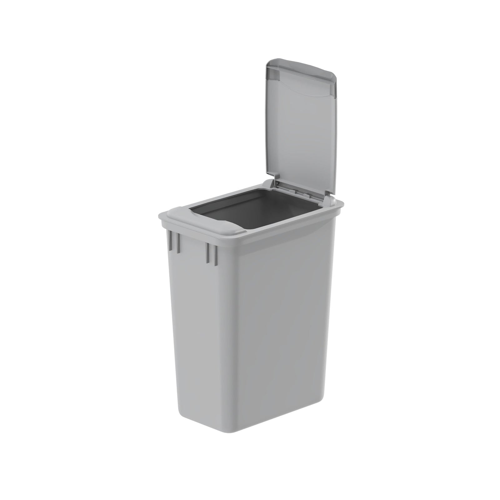 dowell grey plastic trash can 9gal 4000 35 04 lid open 45 degree view