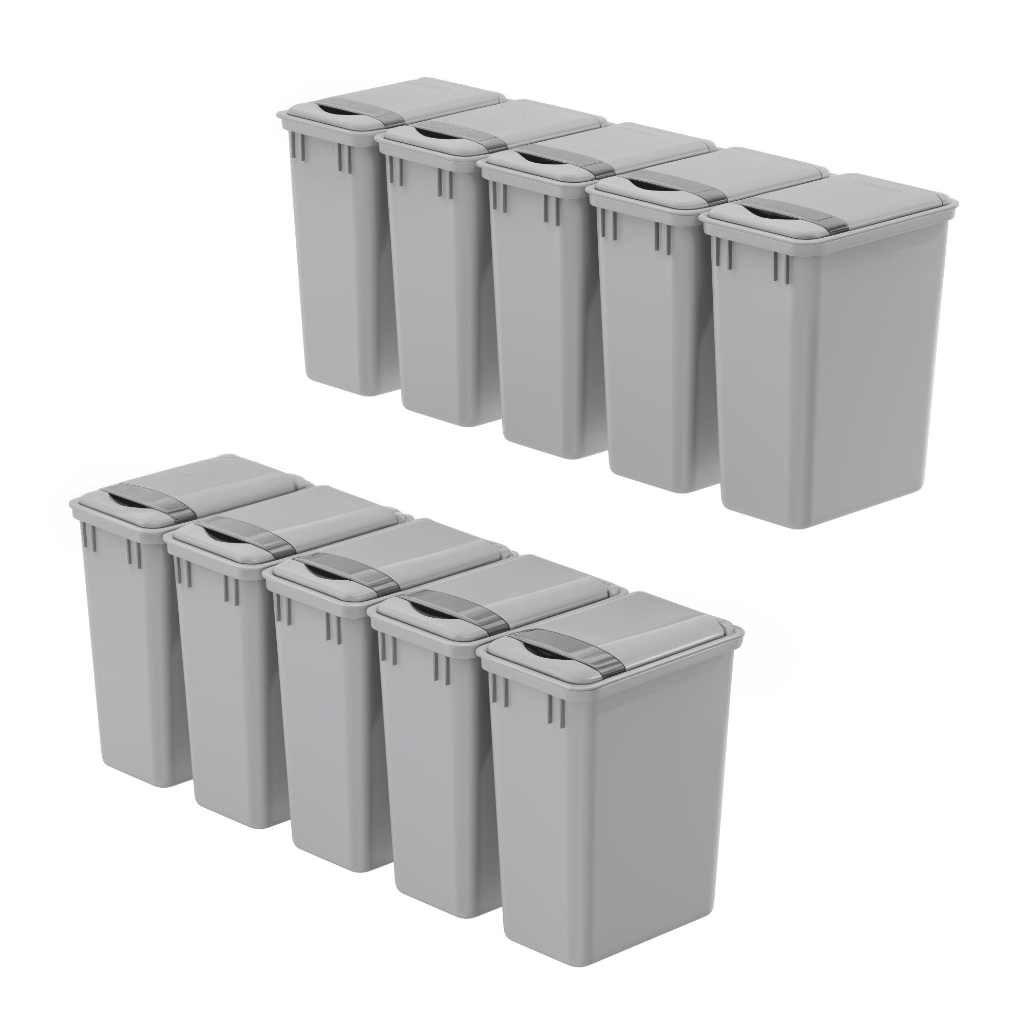 dowell grey plastic trash can 9gal 4000 35 04 with lid close 45 degree view 10pack