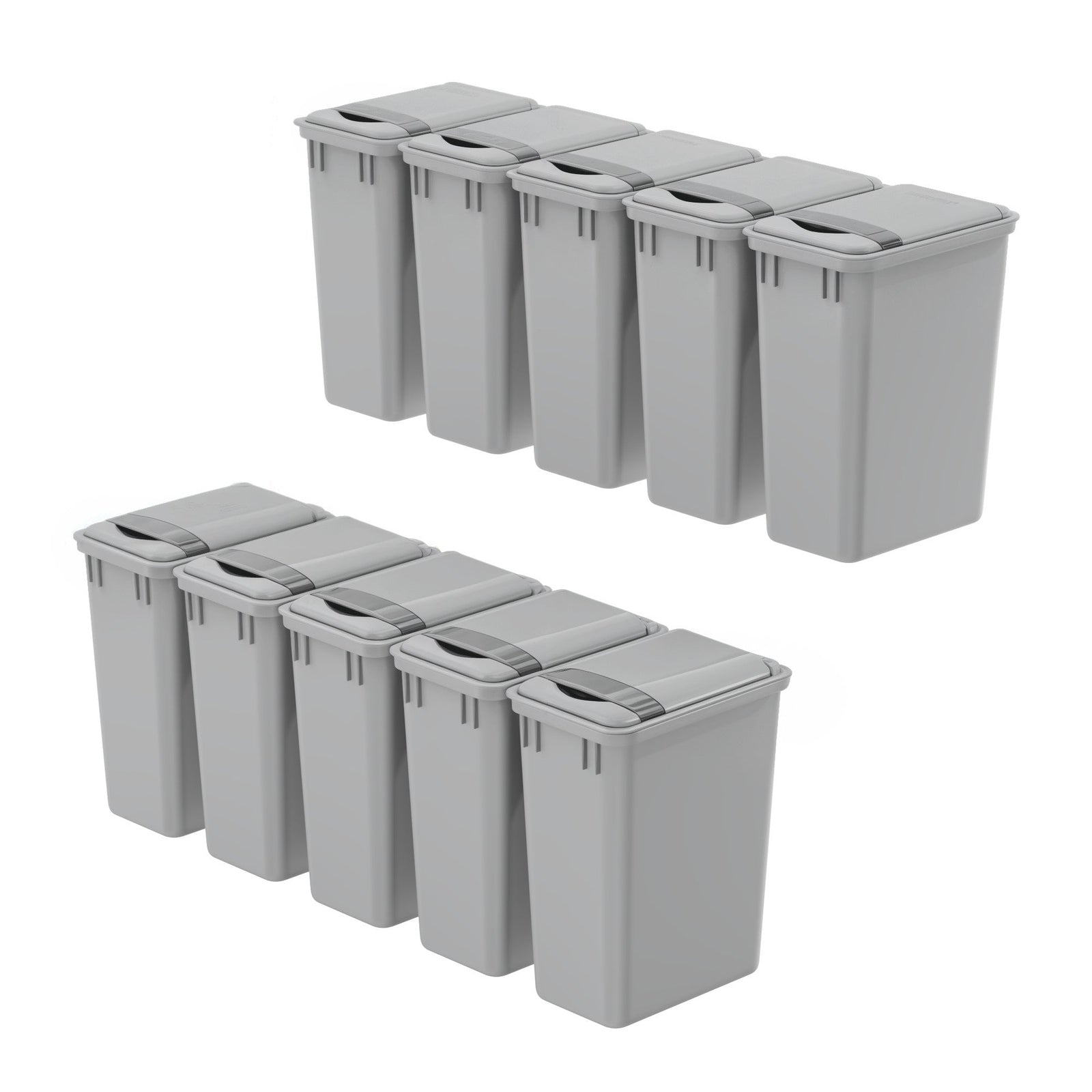 dowell grey plastic trash can 9gal 4000 35 04 with lid close 45 degree view 10pack