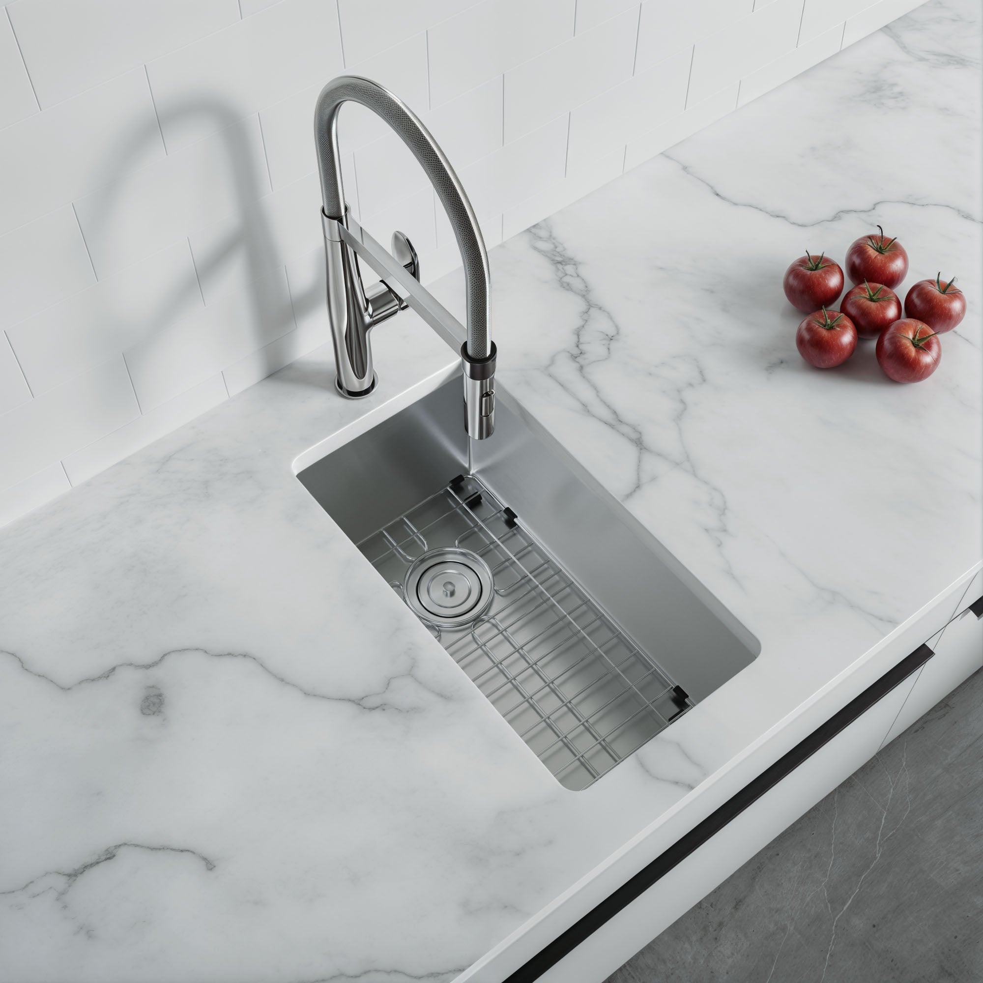Dowell 11" L x 20" W Handcrafted Undermount Kitchen Sink 18 Gauge Stainless Steel 8" Depth Single Bowl With Strainer