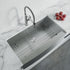 Dowell 35-7/8" L x 20-3/4" W Handcrafted Apron-Front Farmhouse Undermount Kitchen Sink 18 Gauge Stainless Steel 10" Depth Single Bowl With Grid Strainer