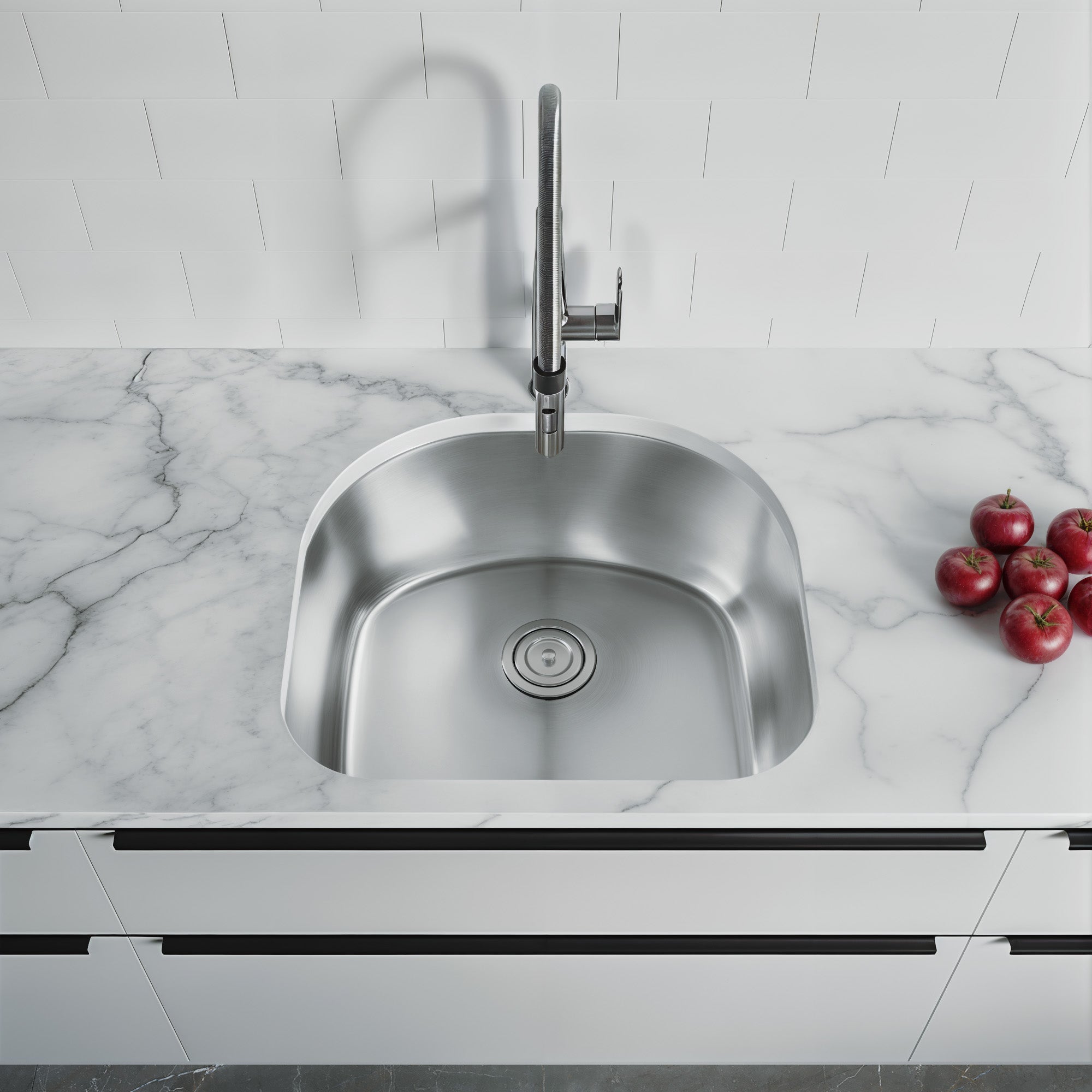 Dowell 23-5/8" Kitchen Undermount Sink - 9" Deep Bowl, D-Shaped, Stainless Steel 18/16 Gauge - 6001 Series
