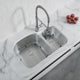 Dowell 31-1/2" Kitchen Undermount Double Bowl Sink - One 17-3/4 " Bowl, 9" Deep, One 10-3/8" Bowl, 7" Deep, Stainless Steel 18/16 Gauge - 6001 Series