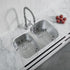 Dowell 32" Kitchen Undermount Double Bowl Sink - One 13-1/2" Bowl, 7" Deep, One 15-3/8" Bowl, 9" Deep, Stainless Steel 18/16 Gauge - 6001 Series