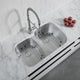 Dowell 32" Kitchen Undermount Double Bowl Sink - One 13-1/2" Bowl, 7" Deep, One 15-3/8" Bowl, 9" Deep, Stainless Steel 18/16 Gauge - 6001 Series