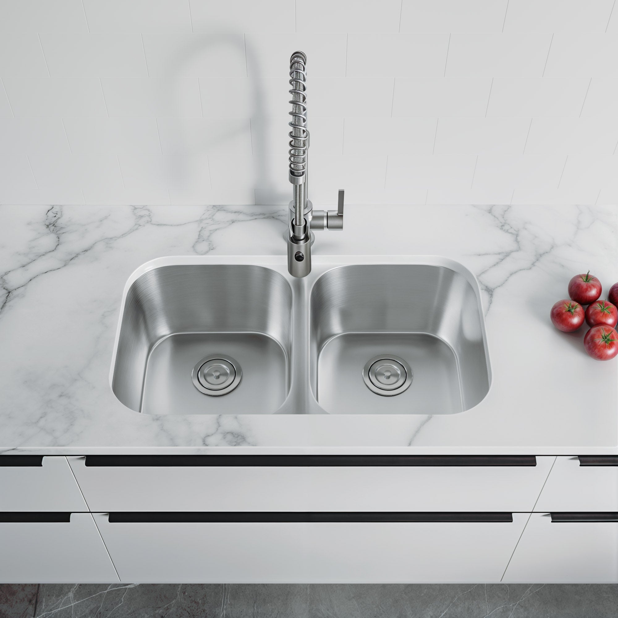 Dowell 32" Kitchen Undermount Double Bowl Sink - Two 14" Bowls, 9" Deep, Stainless Steel 18 Gauge - 6001 Series