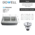 Dowell 35-7/8" L x 20-3/4" W Handcrafted Apron-Front Farmhouse Undermount Kitchen Sink 16 Gauge Stainless Steel 10" Depth Double Bowl With Grid Strainer