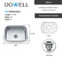 Dowell 23" Kitchen Undermount Sink - 9" Deep Bowl, Stainless Steel 18/16 Gauge - 6001 Series