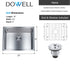 Dowell 23" Kitchen Undermount Sink - 9" Deep Bowl, Small Radius Corners, Stainless Steel 18 Gauge - 6005 Series
