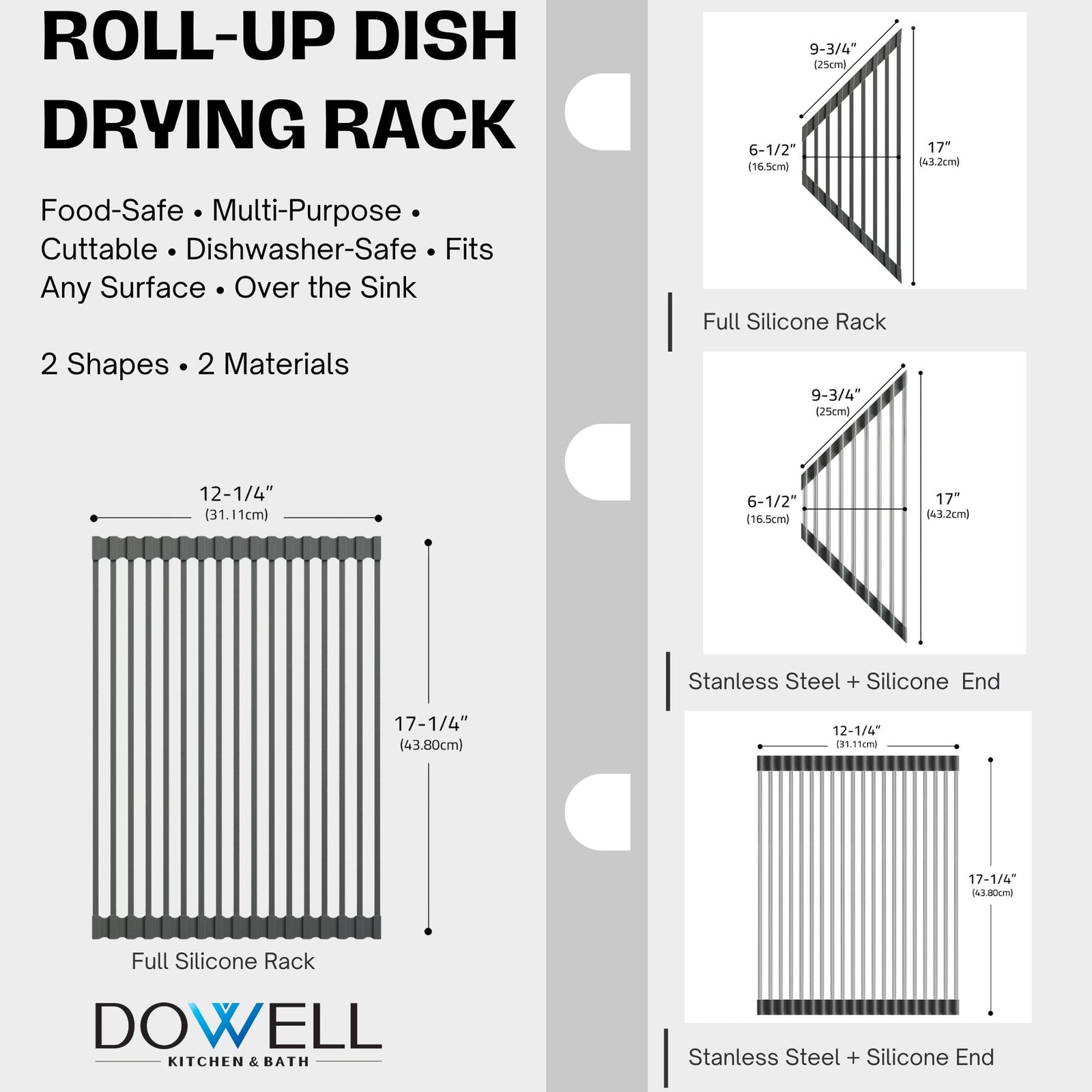 Dowell Over the Sink Roll-Up Dish Drying Rack, High-Quality, Foldable Tube Design, Space Saving Sink Organizer, Sturdy, Easy to Clean, Stylish Look