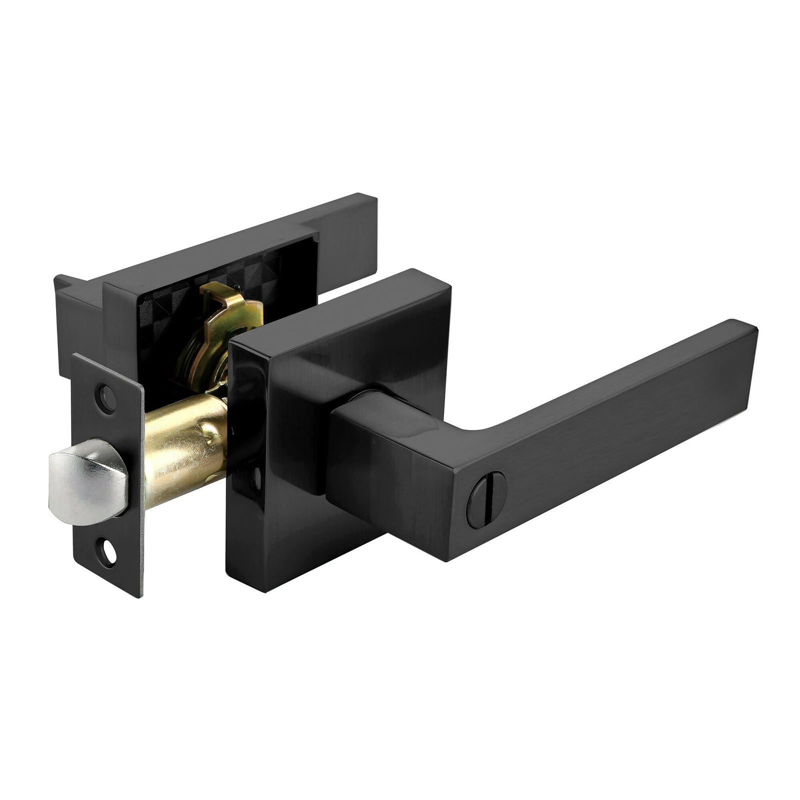 Golder Door Lock,Square Door levers for Bathroom, Bedroom, and Rooms